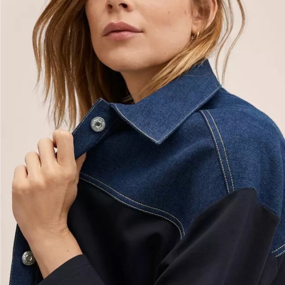 Mango Combined contrast denim overshirt size M - Picture 3 of 11